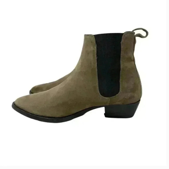 Burberry Chelsea Taupe Italian Suede Heeled Ankle Booties Size 8.5 - Picture 6 of 13